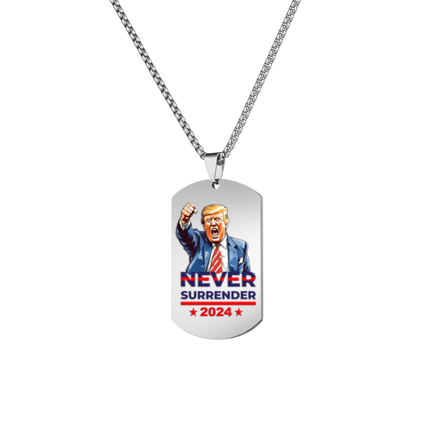 Alilang Trump 2024 Tag Necklace Shooting Makes Me Stronger Stainless Steel Chain