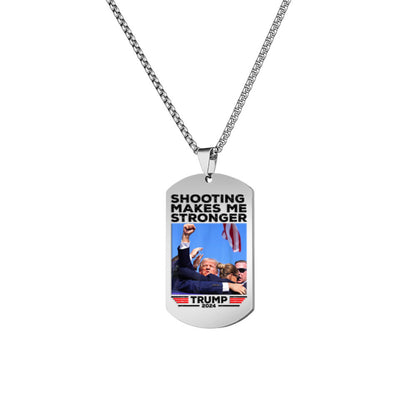 Alilang Trump 2024 Tag Necklace Shooting Makes Me Stronger Stainless Steel Chain