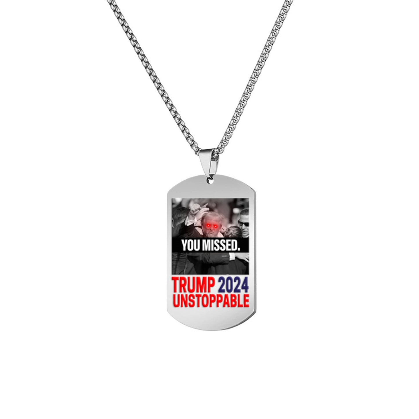 Alilang Trump 2024 Tag Necklace Shooting Makes Me Stronger Stainless Steel Chain