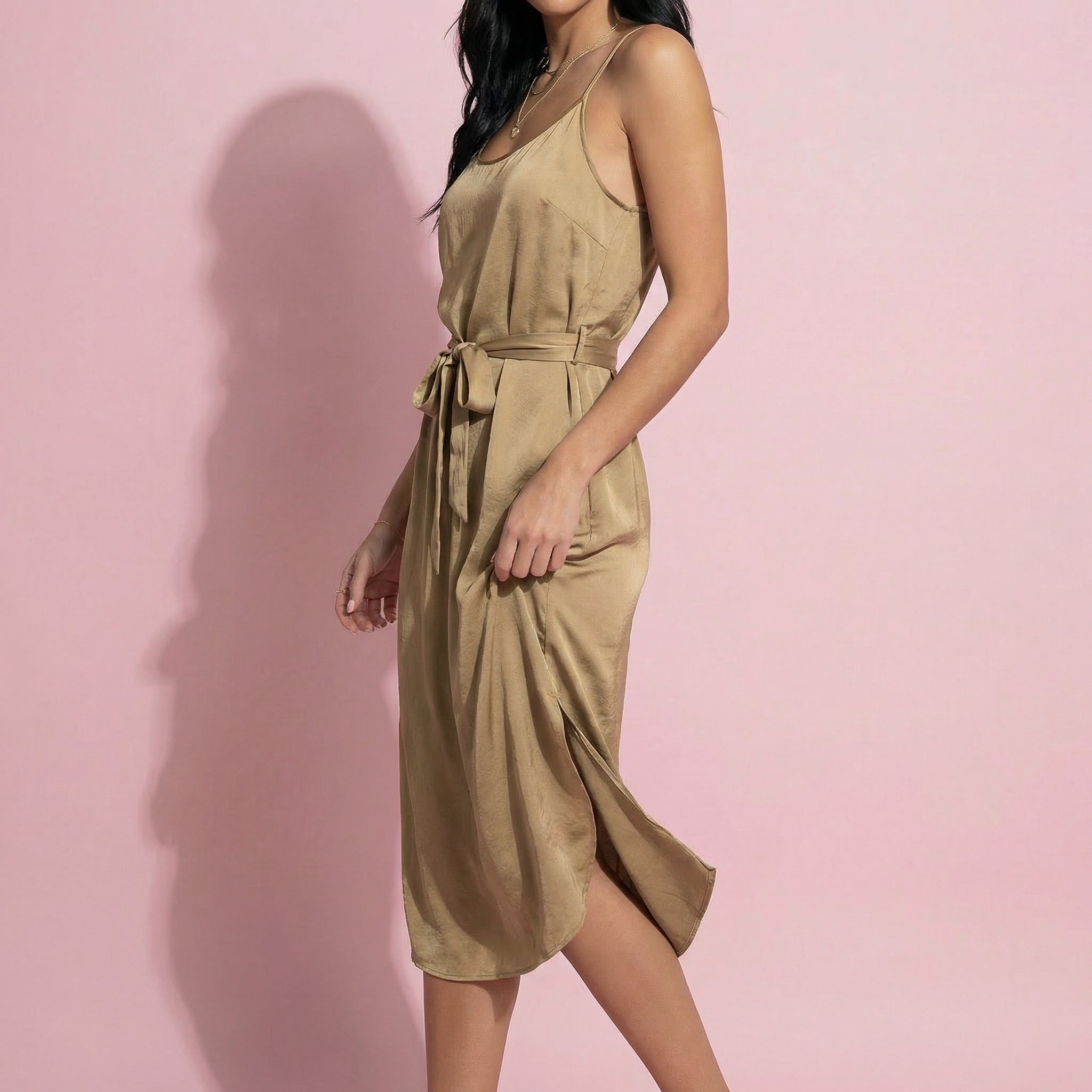 Solid Color Round Hem Dress