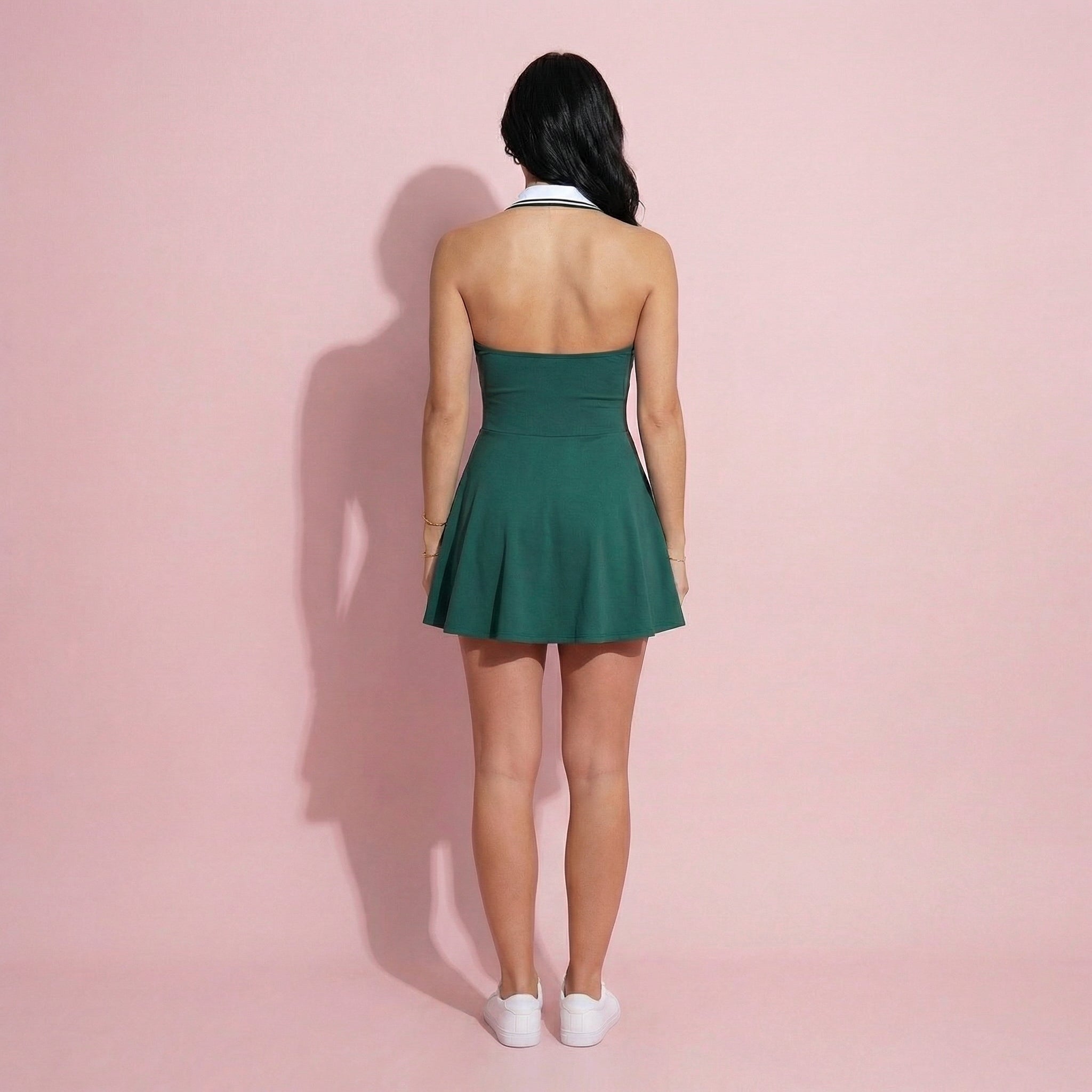 Anna-Kaci Active Women's Sleeveless Tennis Dress with Contrast Polo Collar and Flared Skirt Design