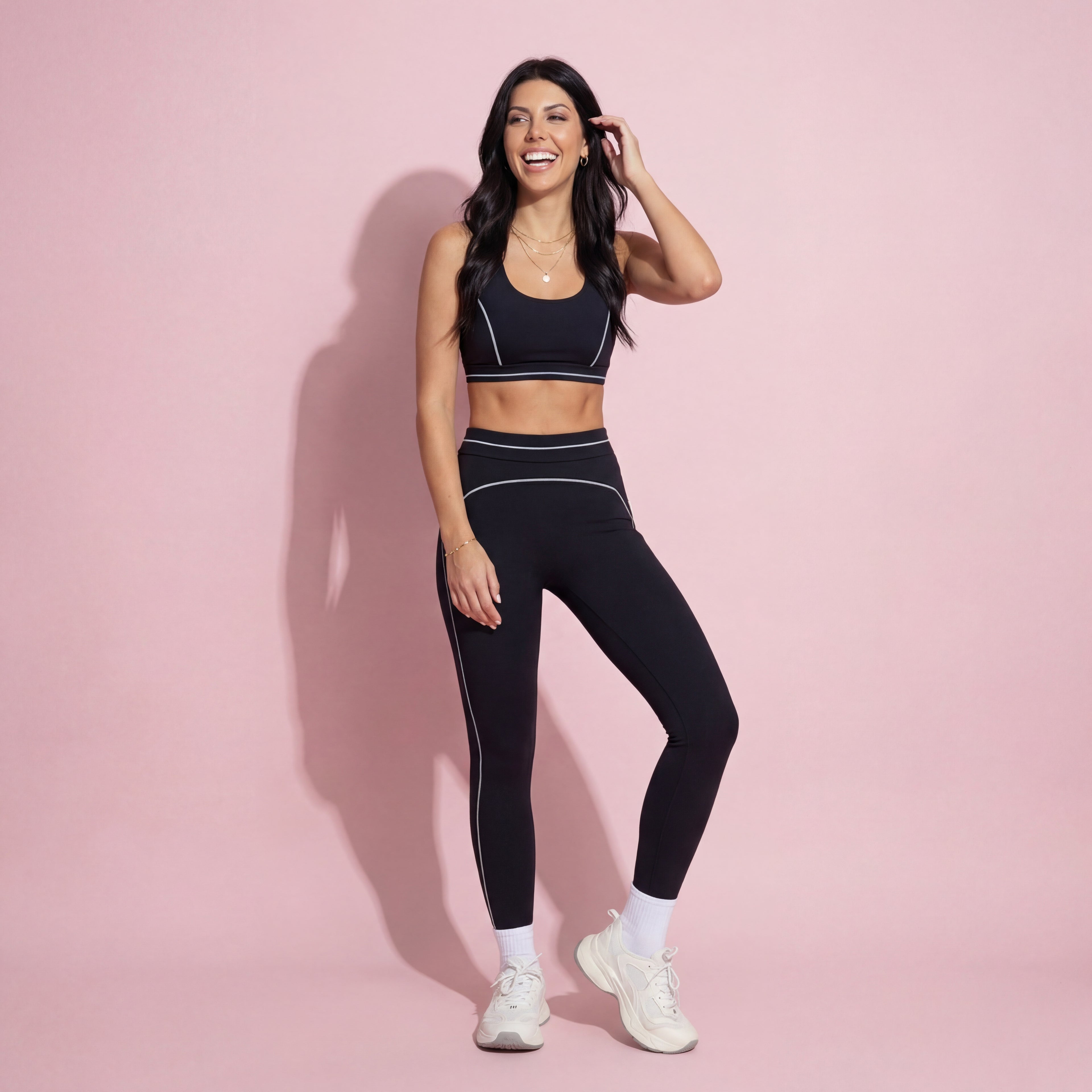 Anna-Kaci Active Women's High Waist Sculpting Leggings with Curved Contrast Seam Detailing and Stretch Performance Fabric