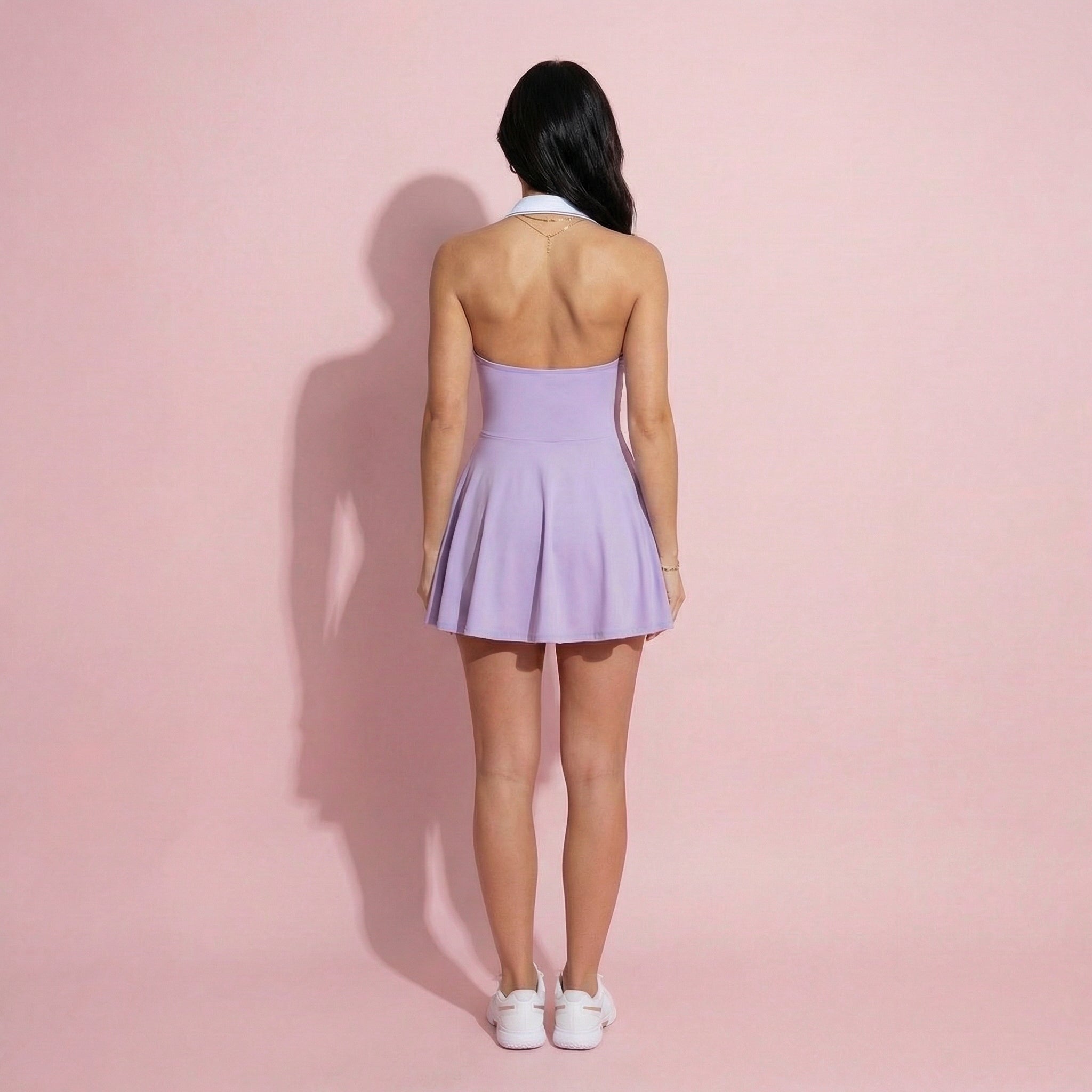 Anna-Kaci Active Women's Sleeveless Tennis Dress with Contrast Polo Collar and Flared Skirt Design