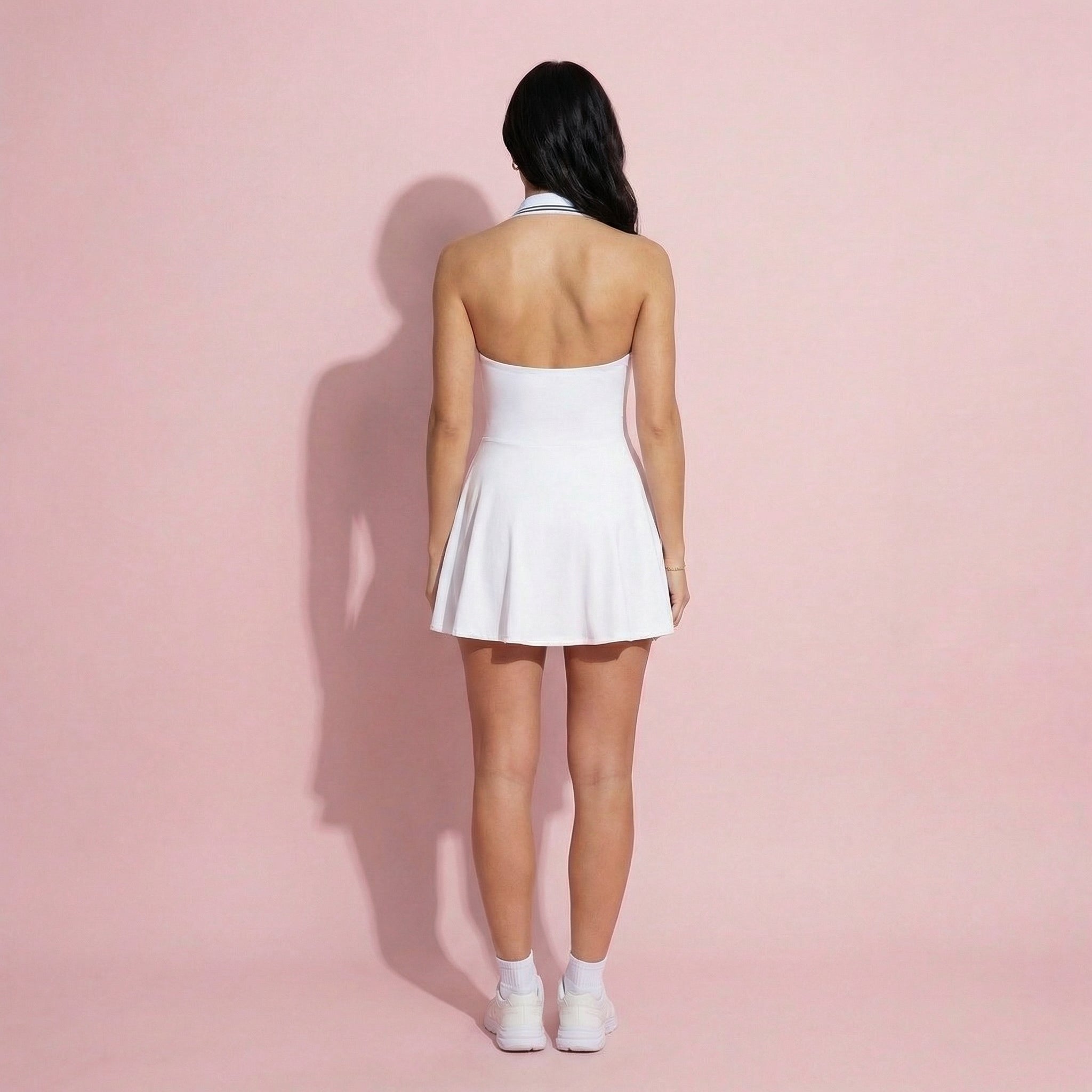 Anna-Kaci Active Women's Sleeveless Tennis Dress with Contrast Polo Collar and Flared Skirt Design