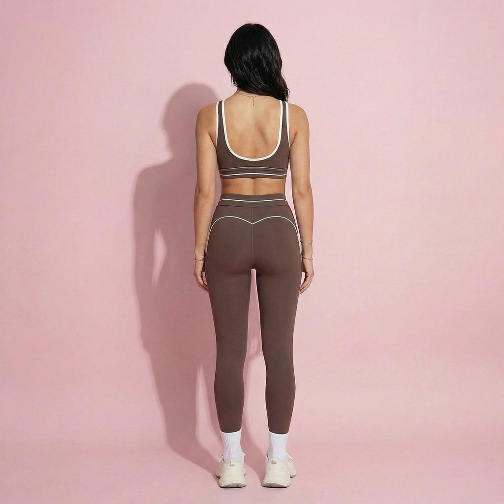 Anna-Kaci Active Women's High Waist Sculpting Leggings with Curved Contrast Seam Detailing and Stretch Performance Fabric