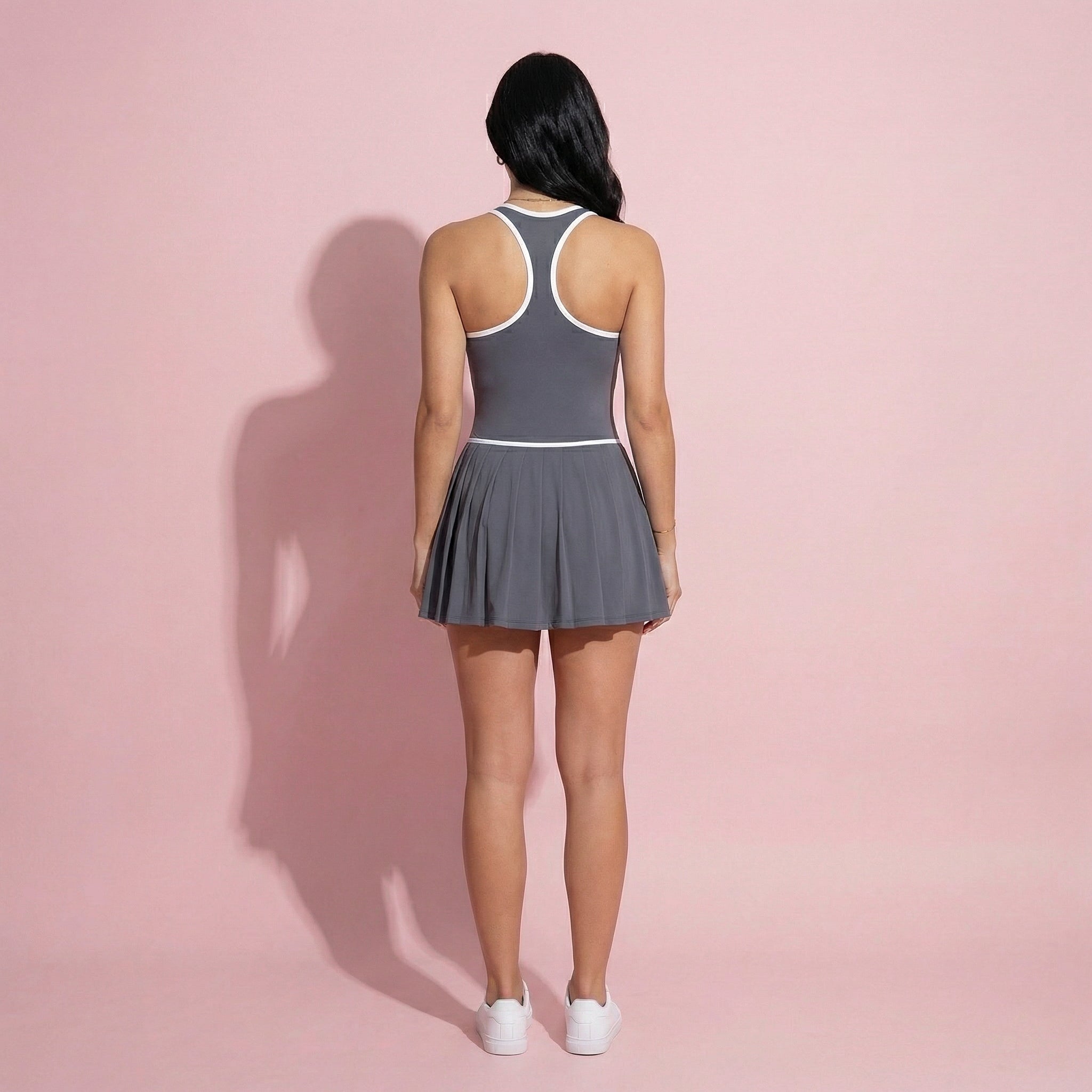 Anna-Kaci Active Women's Active Pleated Tennis Dress with Contrast Trim and Built-In Shorts