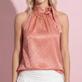 Animal Print Tie Neck Top
