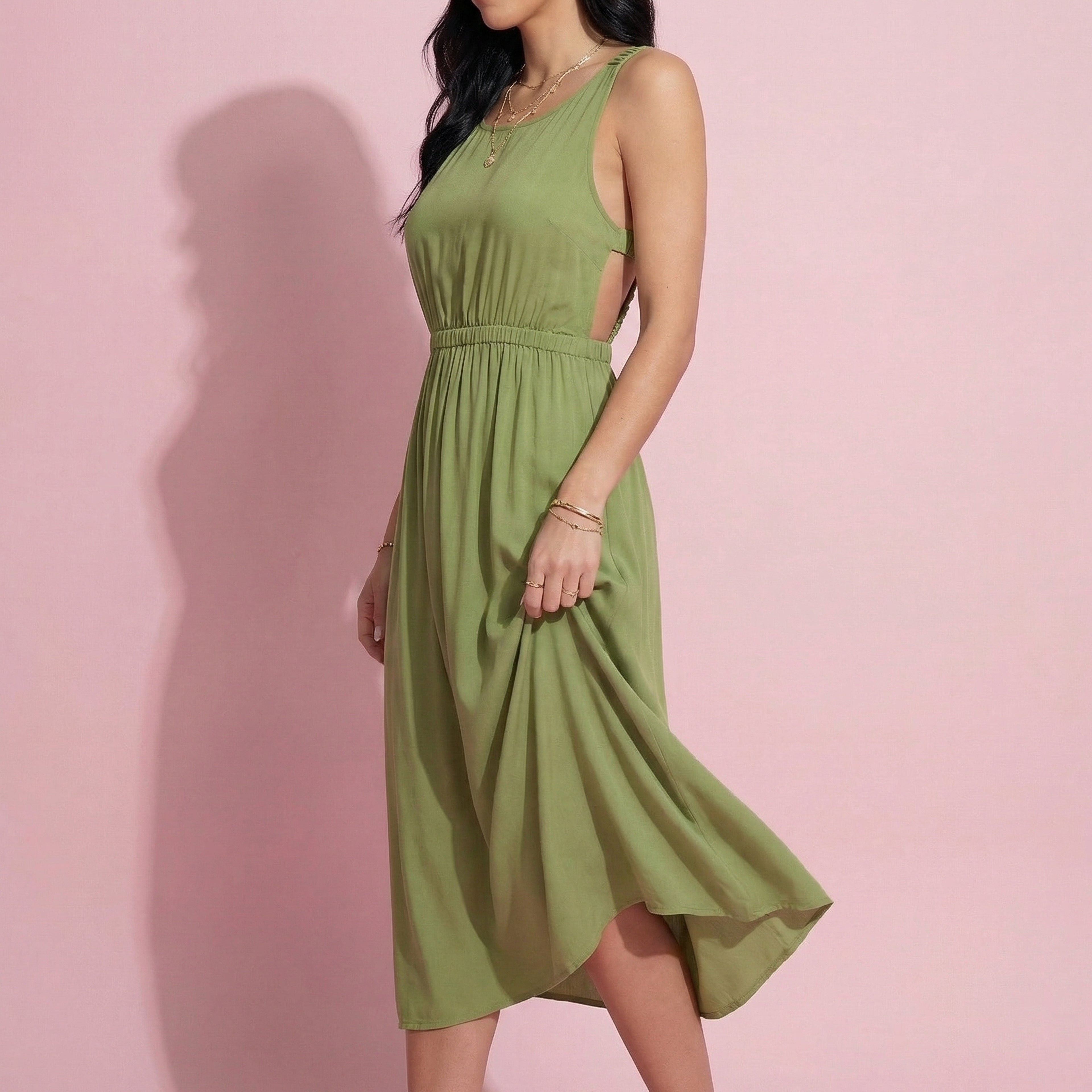 Solid Sexy Back Dress