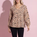 V Neck Cheetah Print Blouse