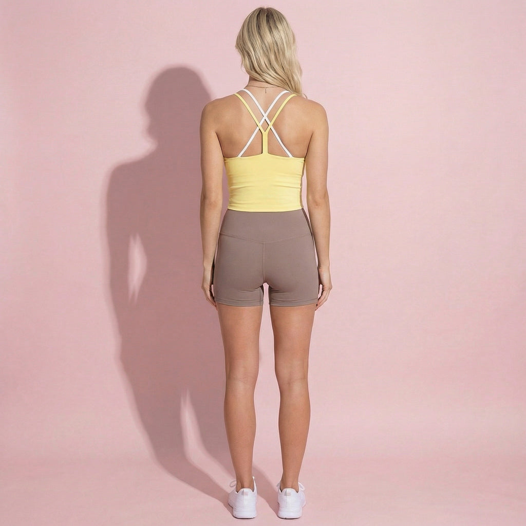 Double Strap Cropped Sports Tank with Scoop Neck