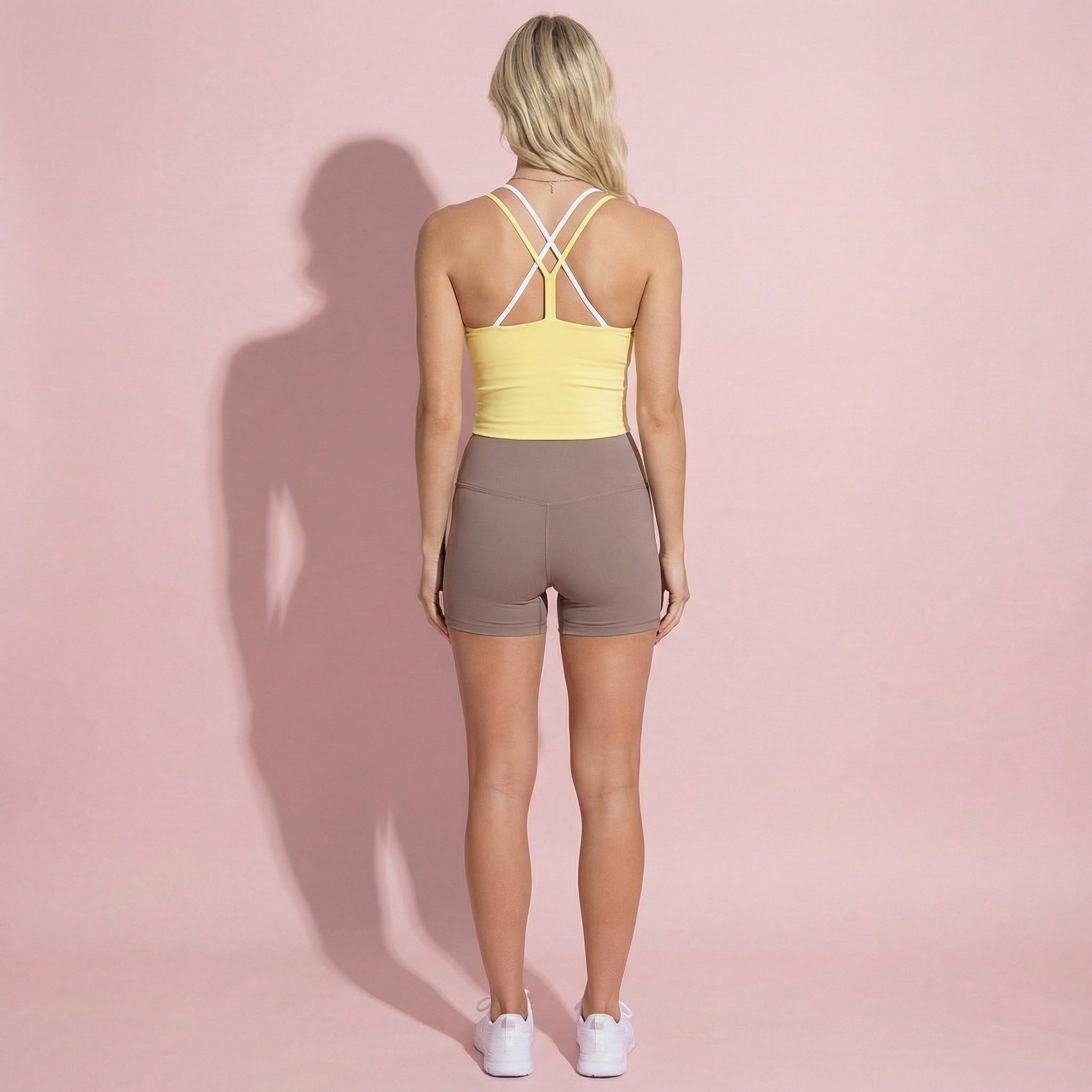 Double Strap Cropped Sports Tank with Scoop Neck