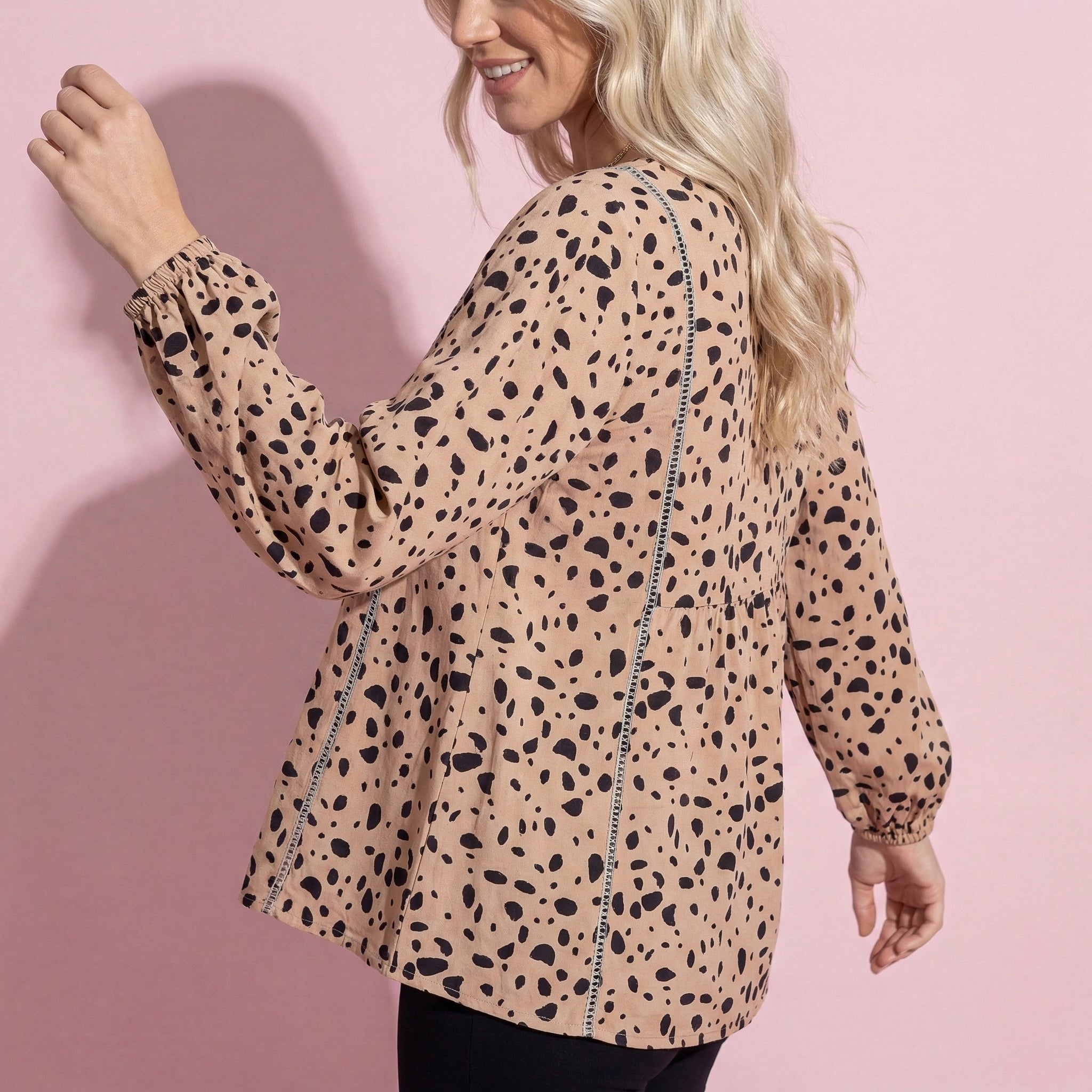 V Neck Cheetah Print Blouse