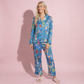Anna-Kaci Lounge Women's 2-Piece Set Long Sleeve Button Front Pajama Set with Botanical Animal Print and Soft Silky Fabric for Relaxed Comfort