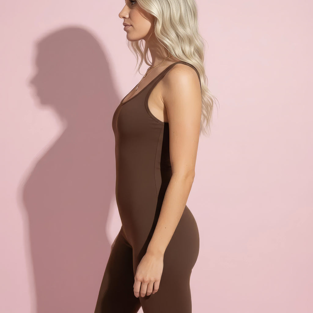 Anna-Kaci Active Women's Sleeveless Open Back Fitted Jumpsuit with Flare Leg Design