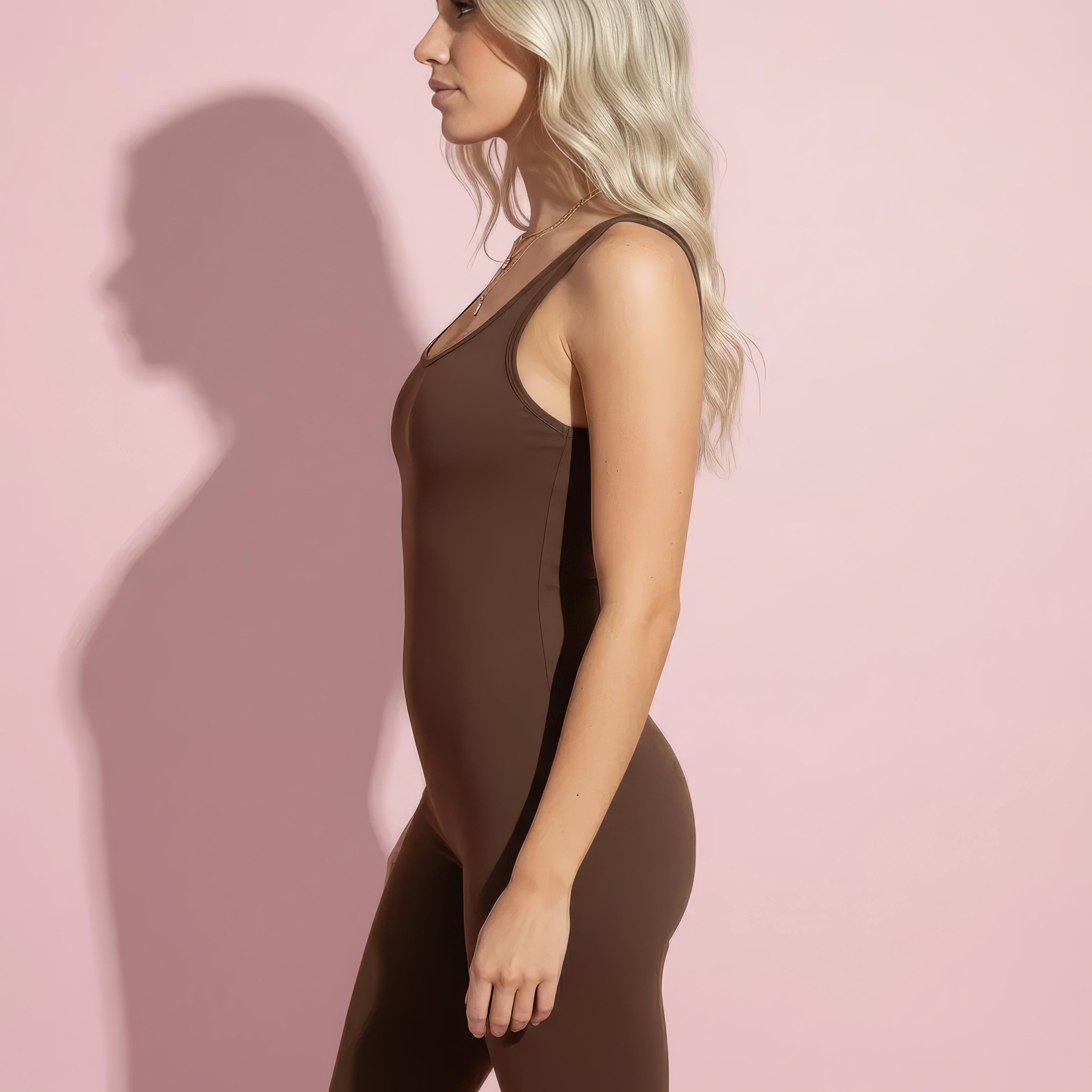 Anna-Kaci Active Women's Sleeveless Open Back Fitted Jumpsuit with Flare Leg Design