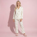 Anna-Kaci Lounge Women's 2-Piece Set Long Sleeve Button Front Top and Relaxed Fit Pants Pajama Set with Dog Print