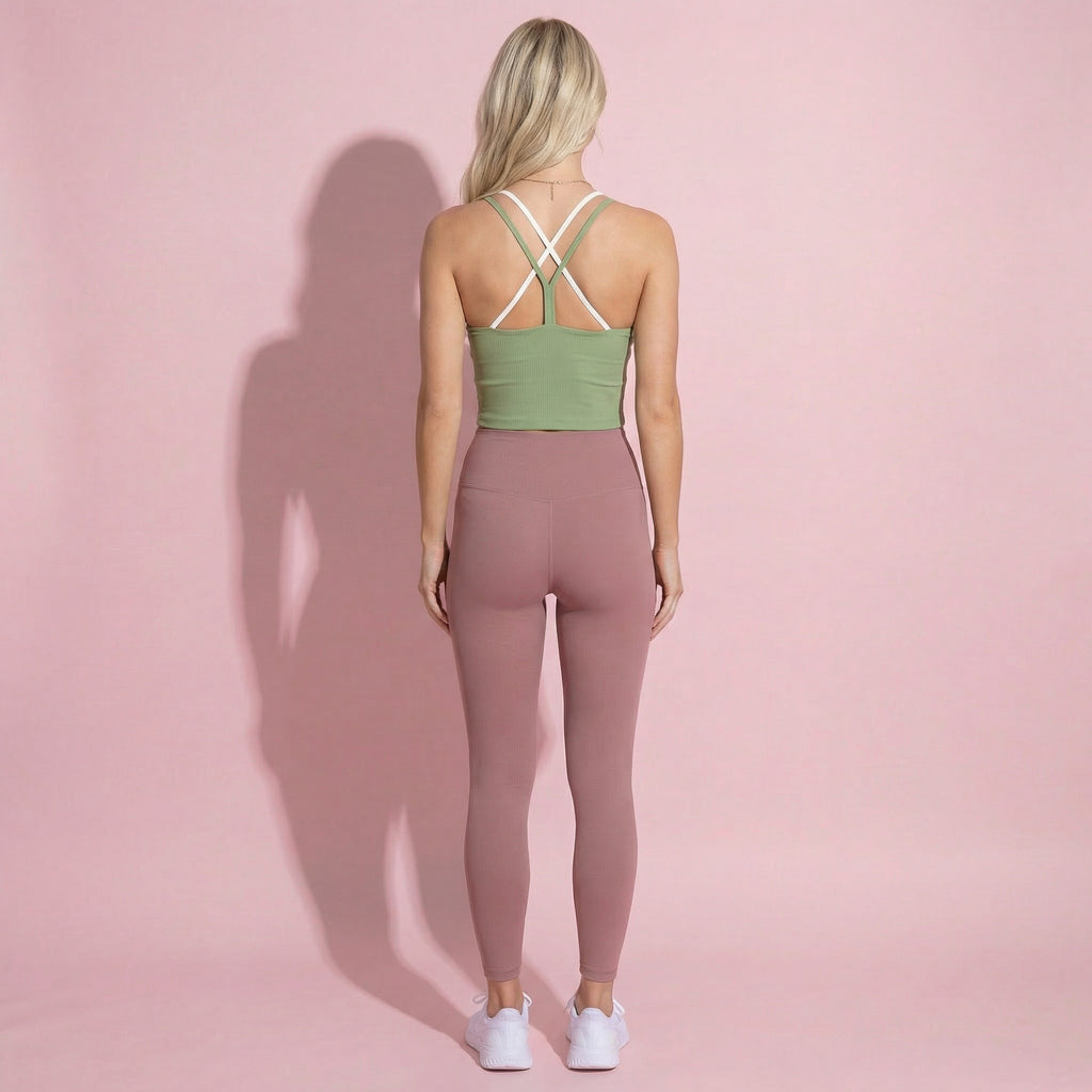 Double Strap Cropped Sports Tank with Scoop Neck