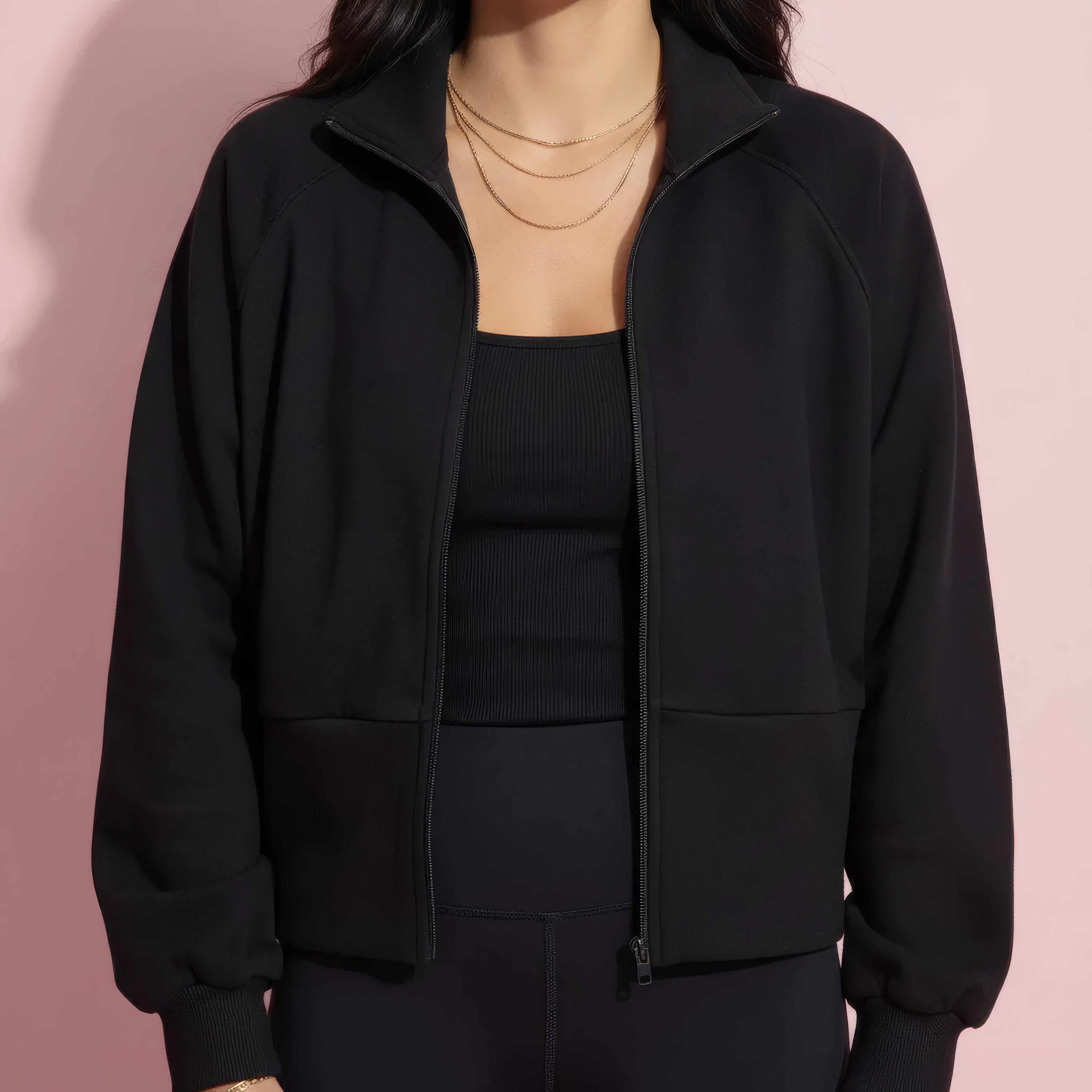 Anna-Kaci Active Women's High Neck Long Sleeve Zip-Up Jacket with Fitted Waistband and Soft Knit Fabric