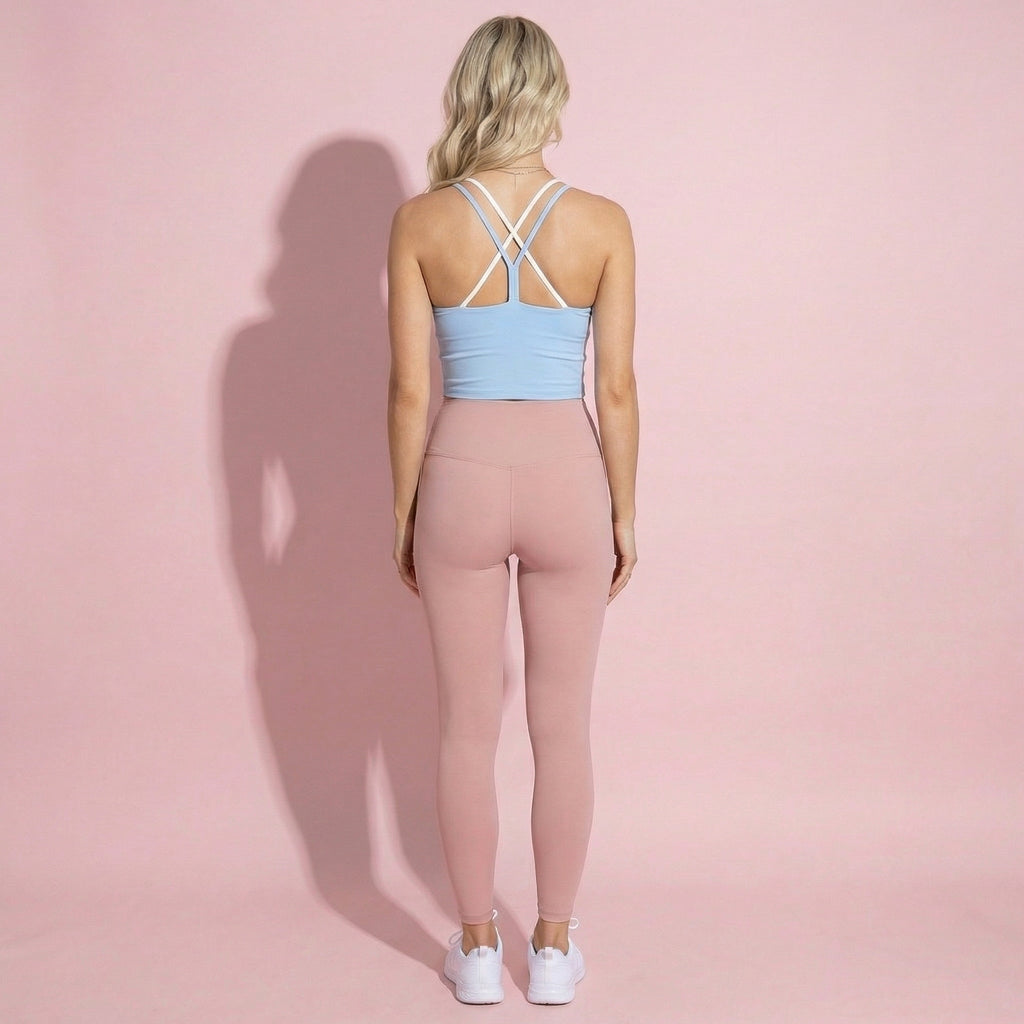 Double Strap Cropped Sports Tank with Scoop Neck