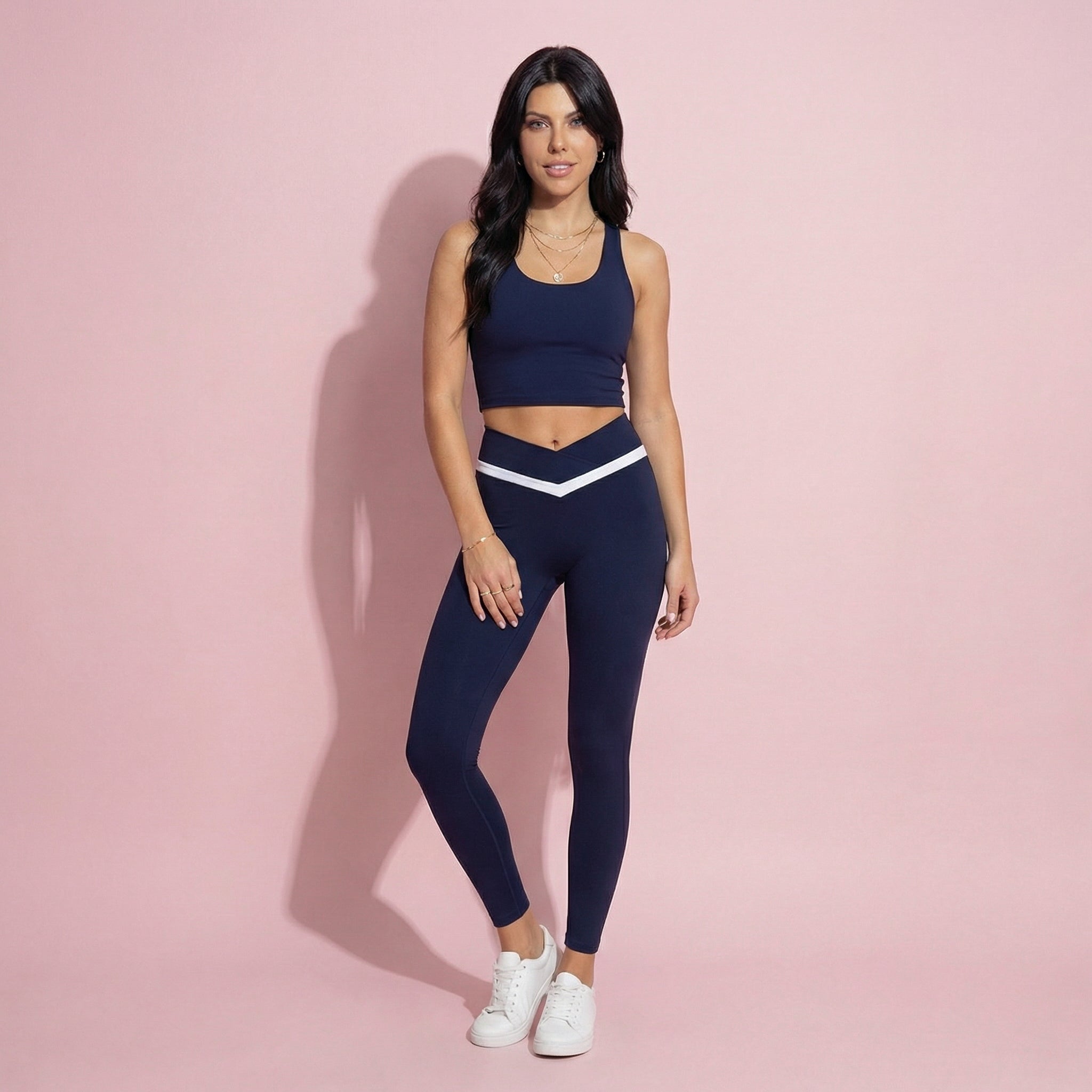 Anna-Kaci Active Women's Crossover Waist Colorblock Full Length Leggings with Stretch Fit Fabric and Contoured Silhouette