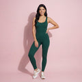 Anna-Kaci Active Women's Ribbed Knit Sleeveless Jumpsuit with Scoop Neckline and Bodycon Fit