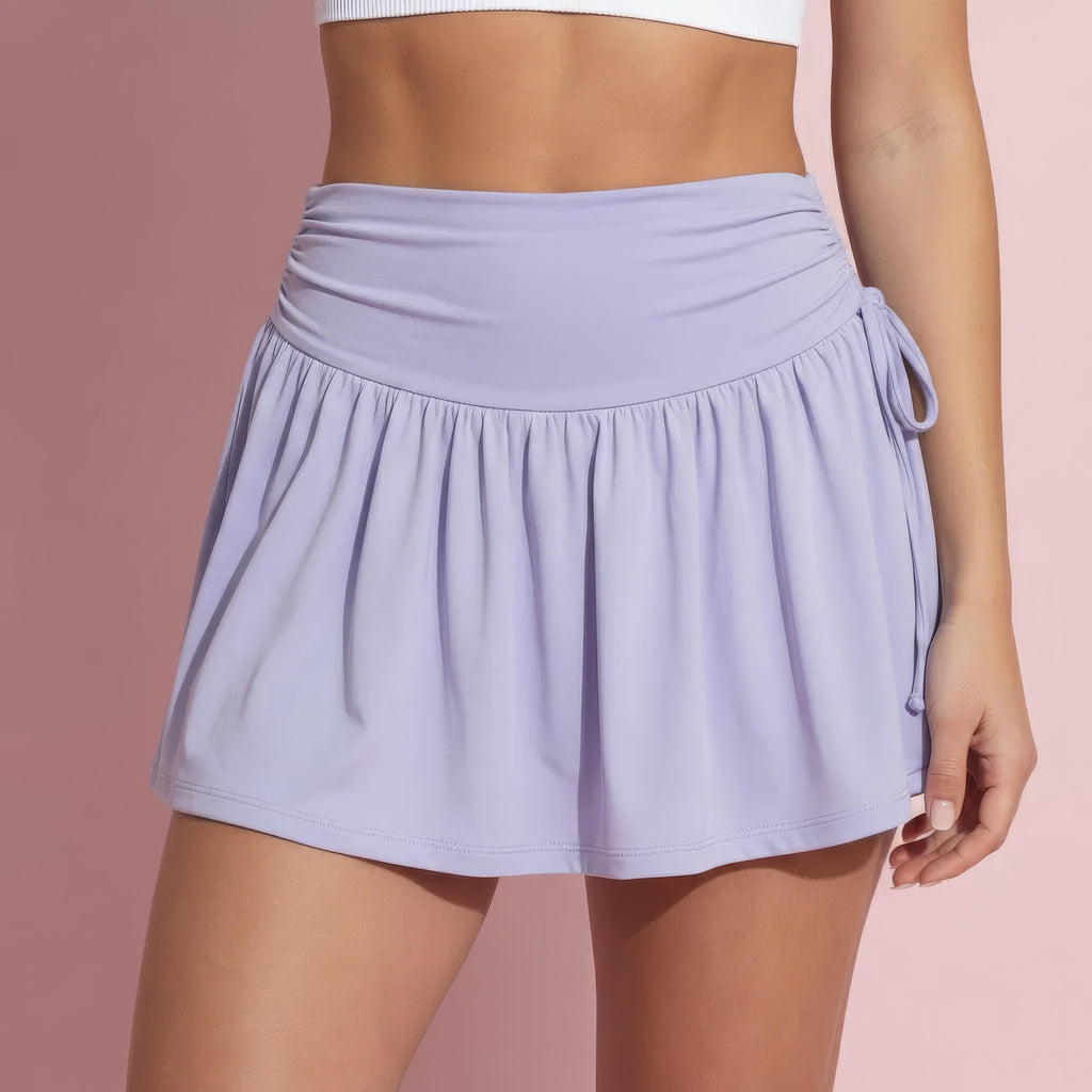 Anna-Kaci Women's High Waist Flared Active Skirt with Adjustable Drawstring Sides