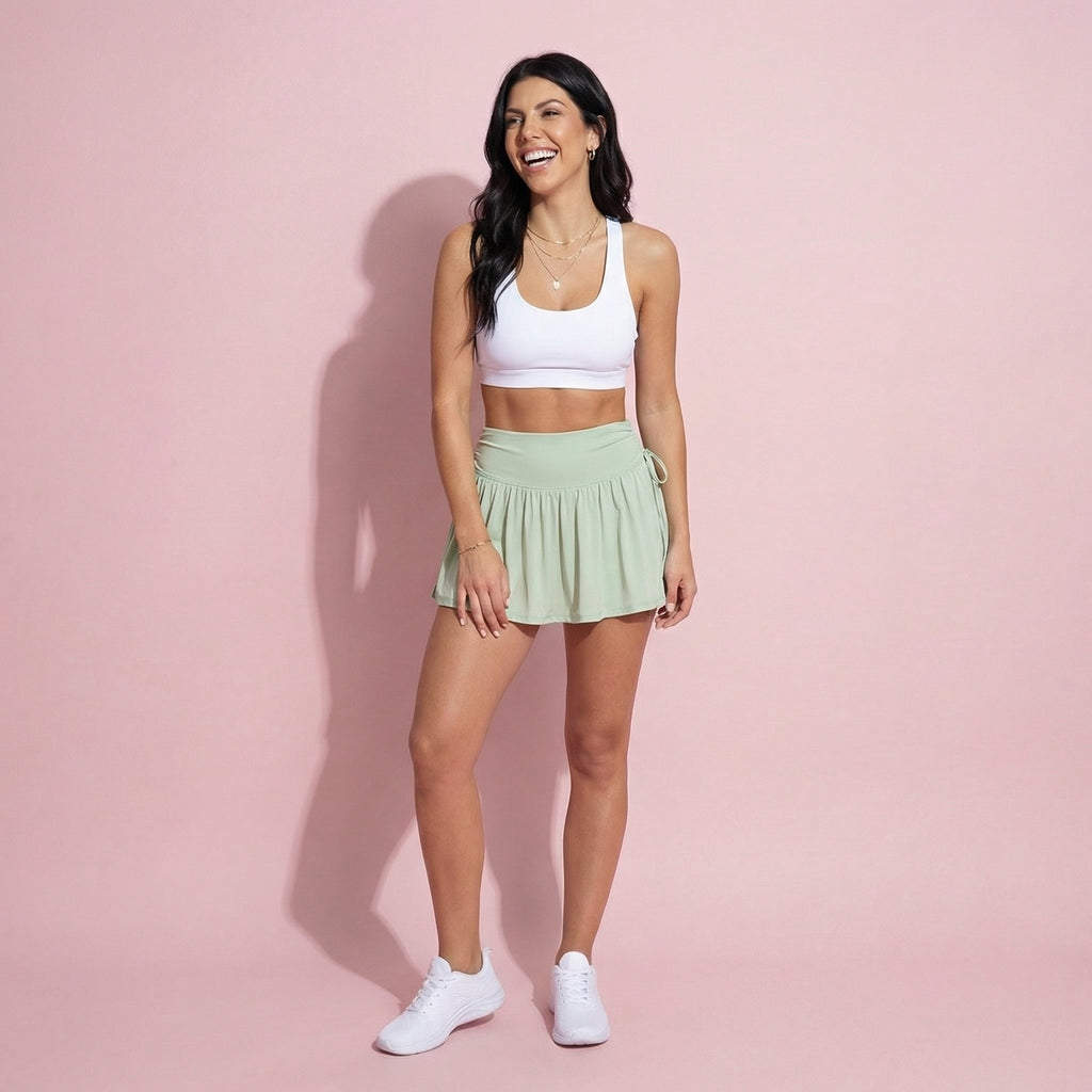 Anna-Kaci Women's High Waist Flared Active Skirt with Adjustable Drawstring Sides