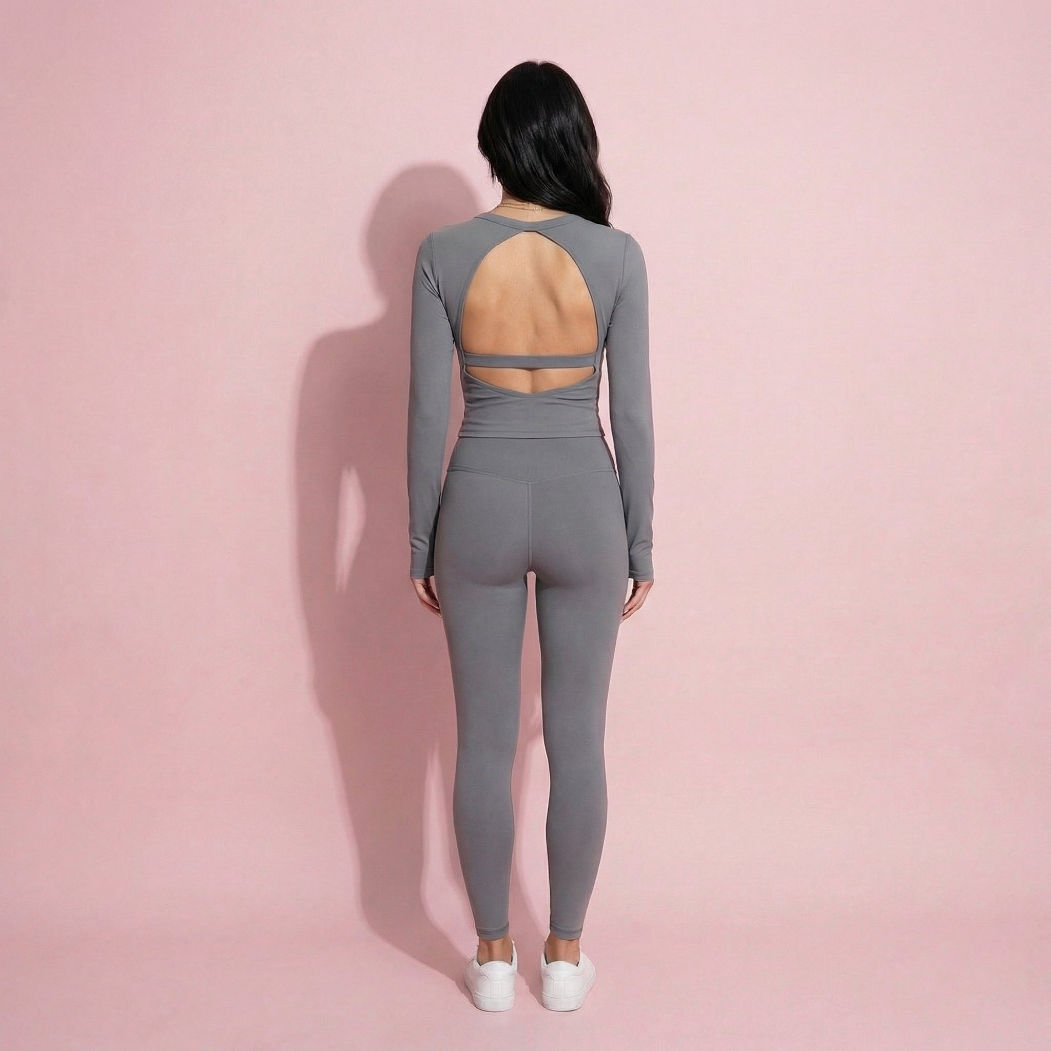 Anna-Kaci Active Women's Long Sleeve Cropped Sports Top with Open Back and Crisscross Strap Detail