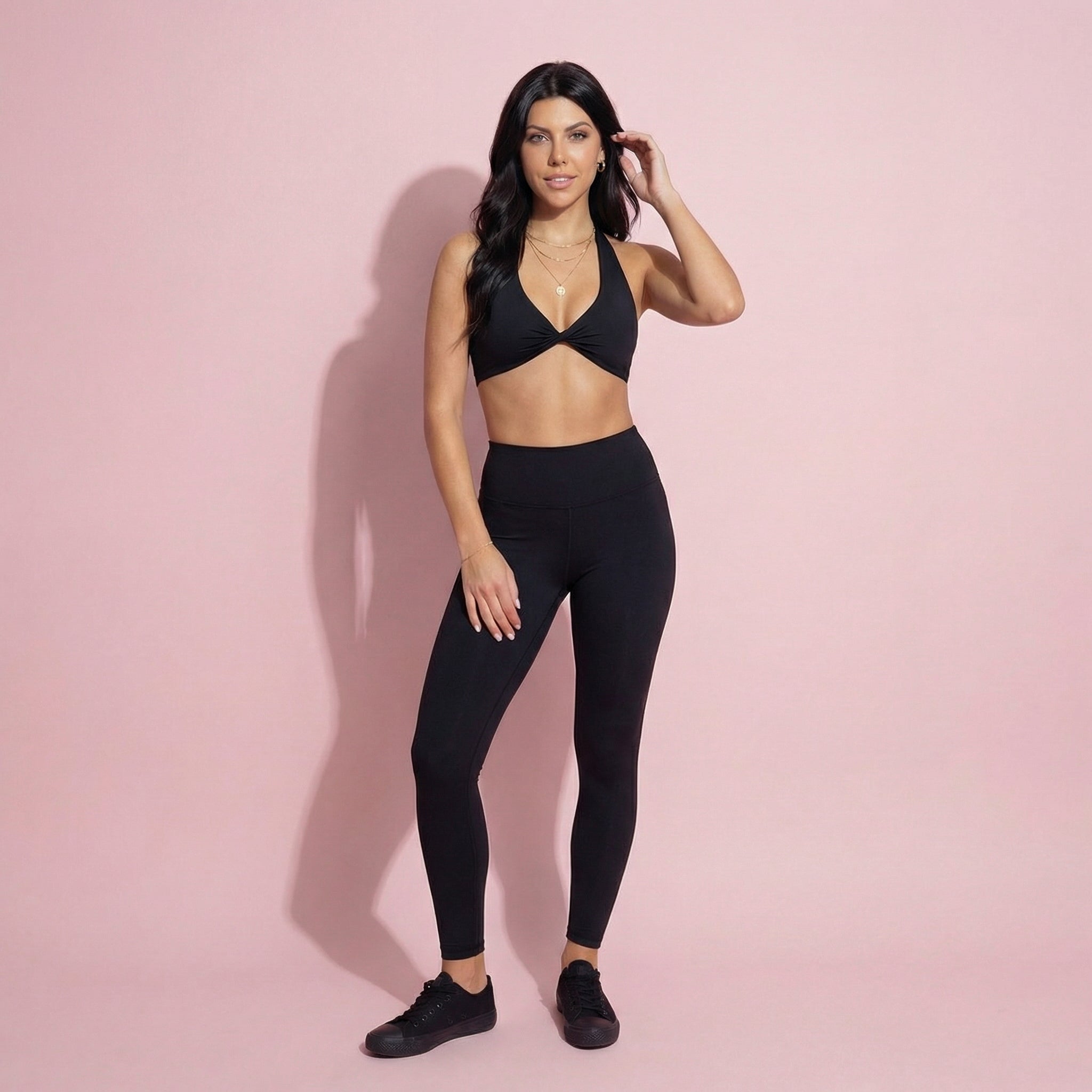 Anna-Kaci Active Women's Twist Front Halter Sports Bra Top with Supportive Wide Straps