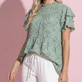 Animal Print Tiered Sleeve Blouse