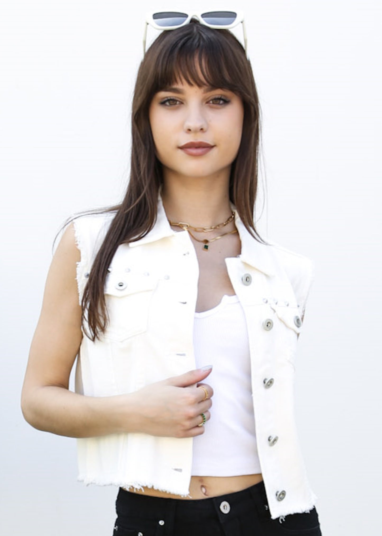 Cotton Denim Cropped Vest