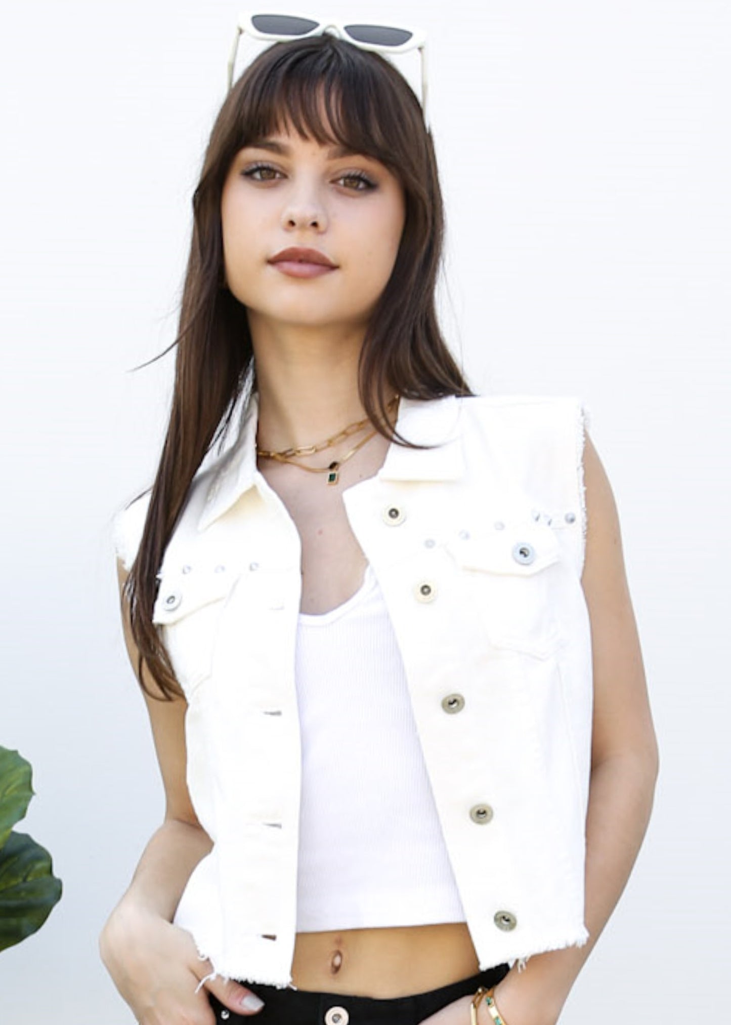 Cotton Denim Cropped Vest
