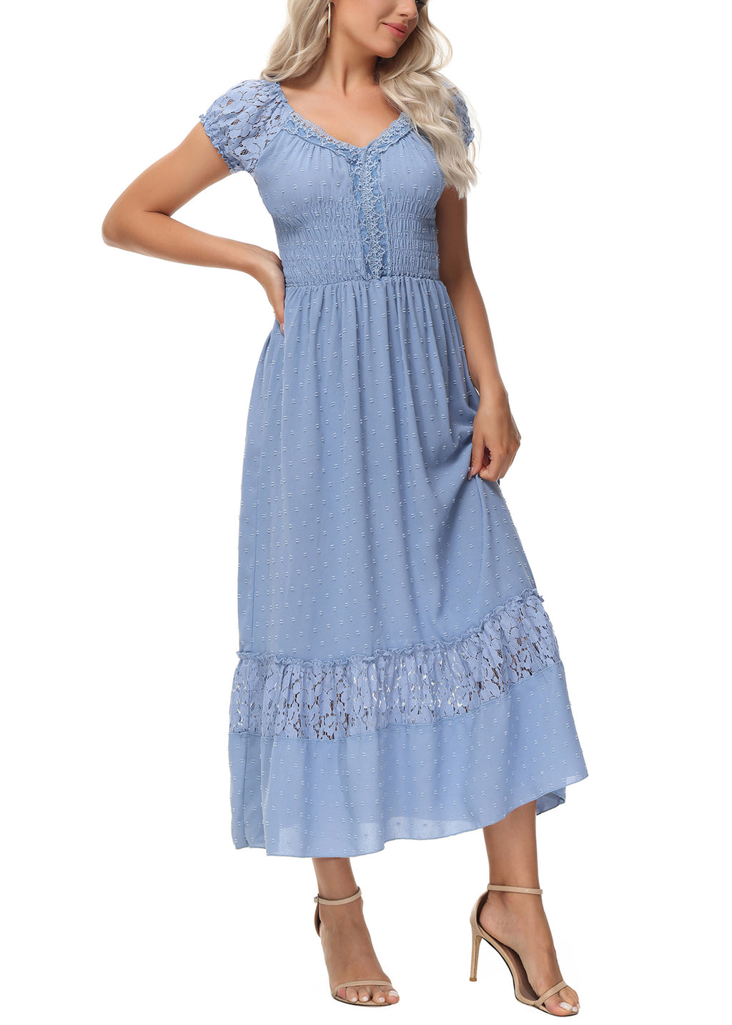 Vestido largo de encaje bohemio renacentista