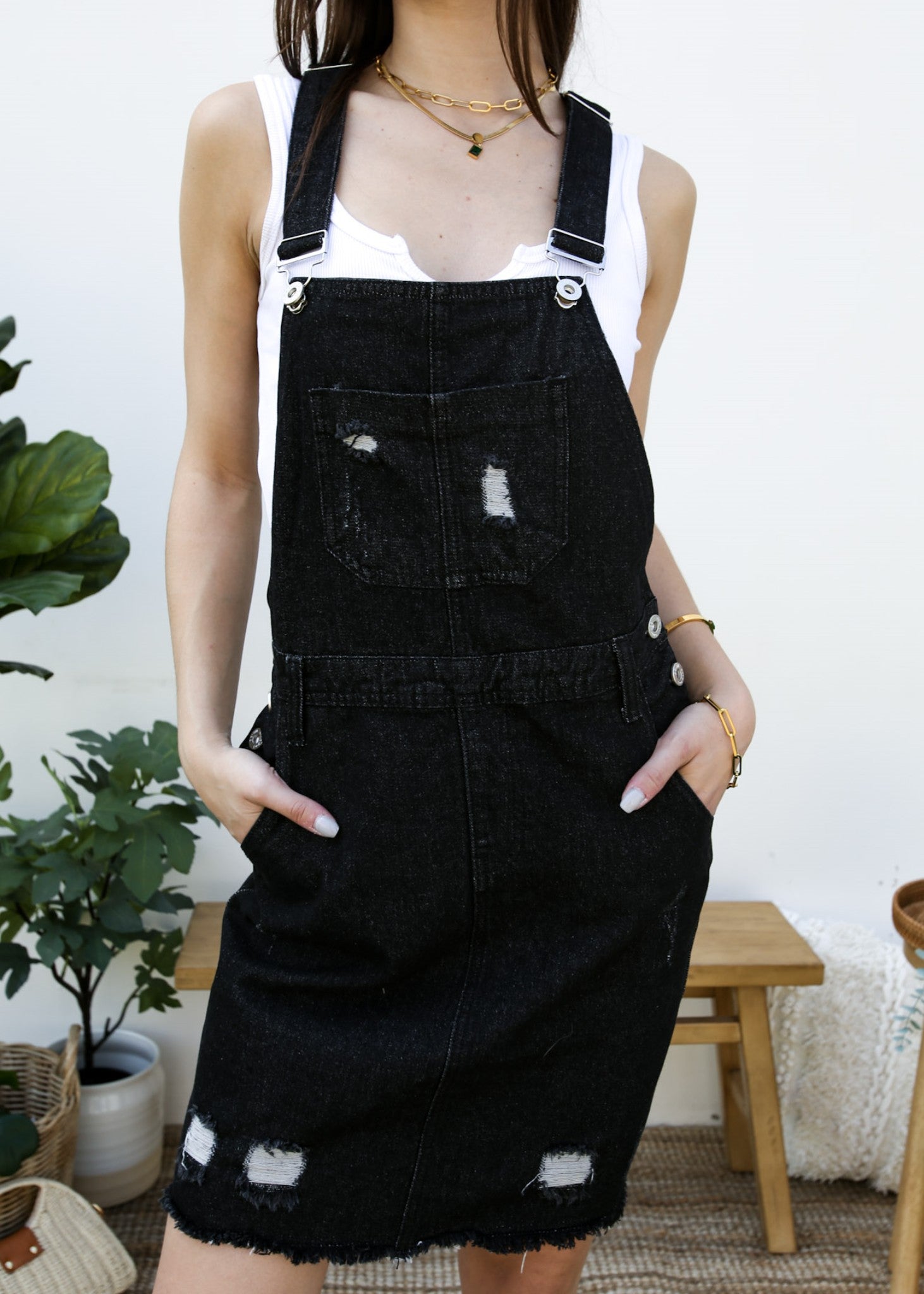 overall dress black Classic Audrey