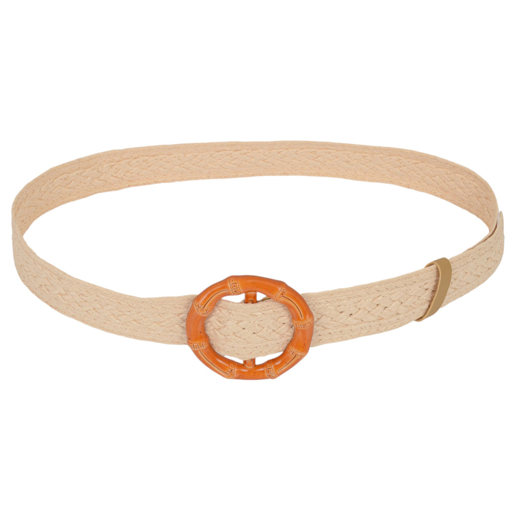 Anna-Kaci Bohemian - Style Woven Belt with Round Plastic Buckle