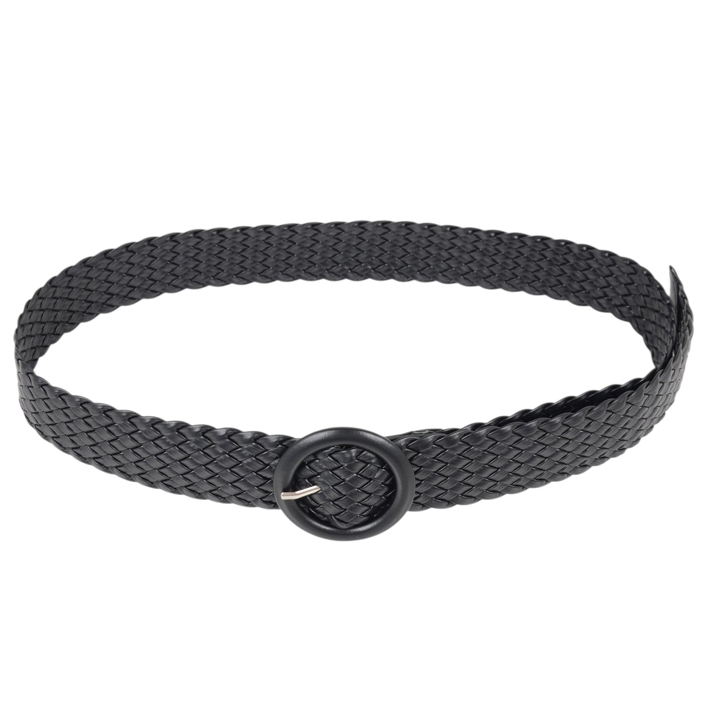 Anna-Kaci Sleek Woven Women's Belt with Plastic Buckle