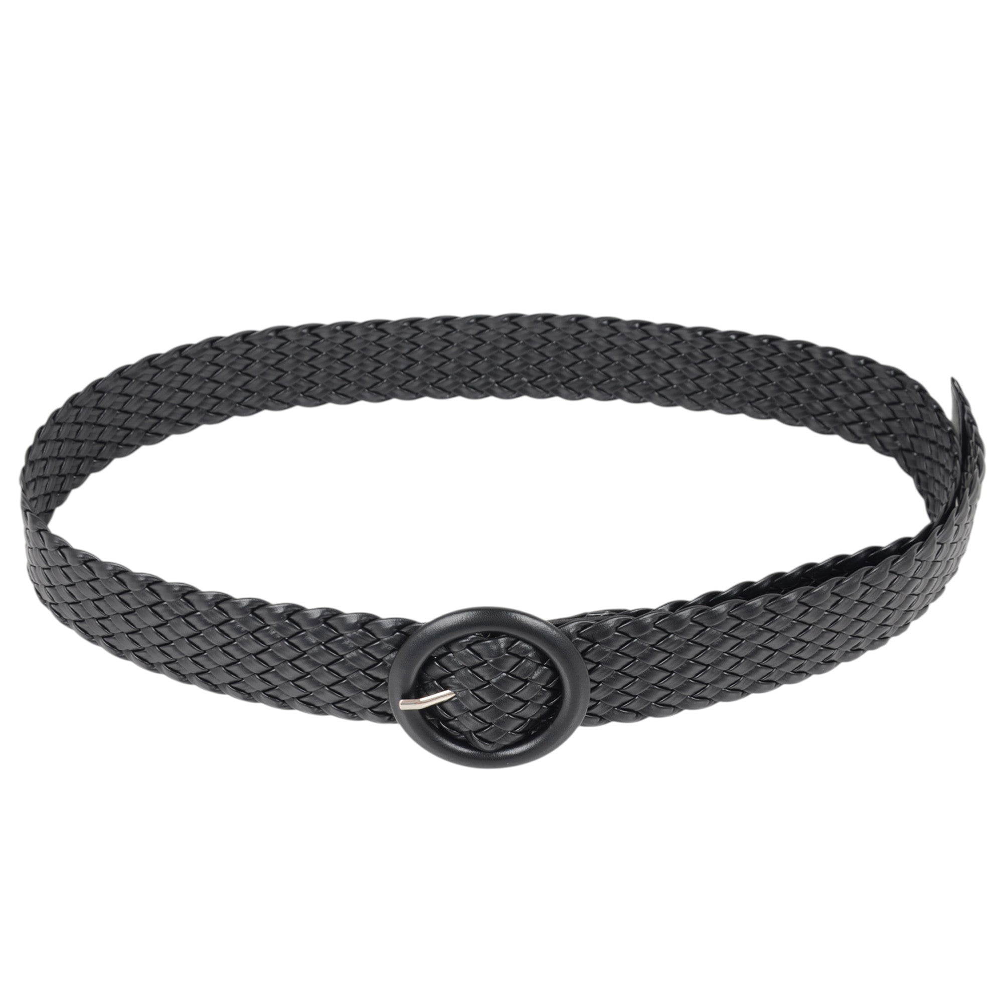 Anna-Kaci Sleek Woven Women's Belt with Plastic Buckle