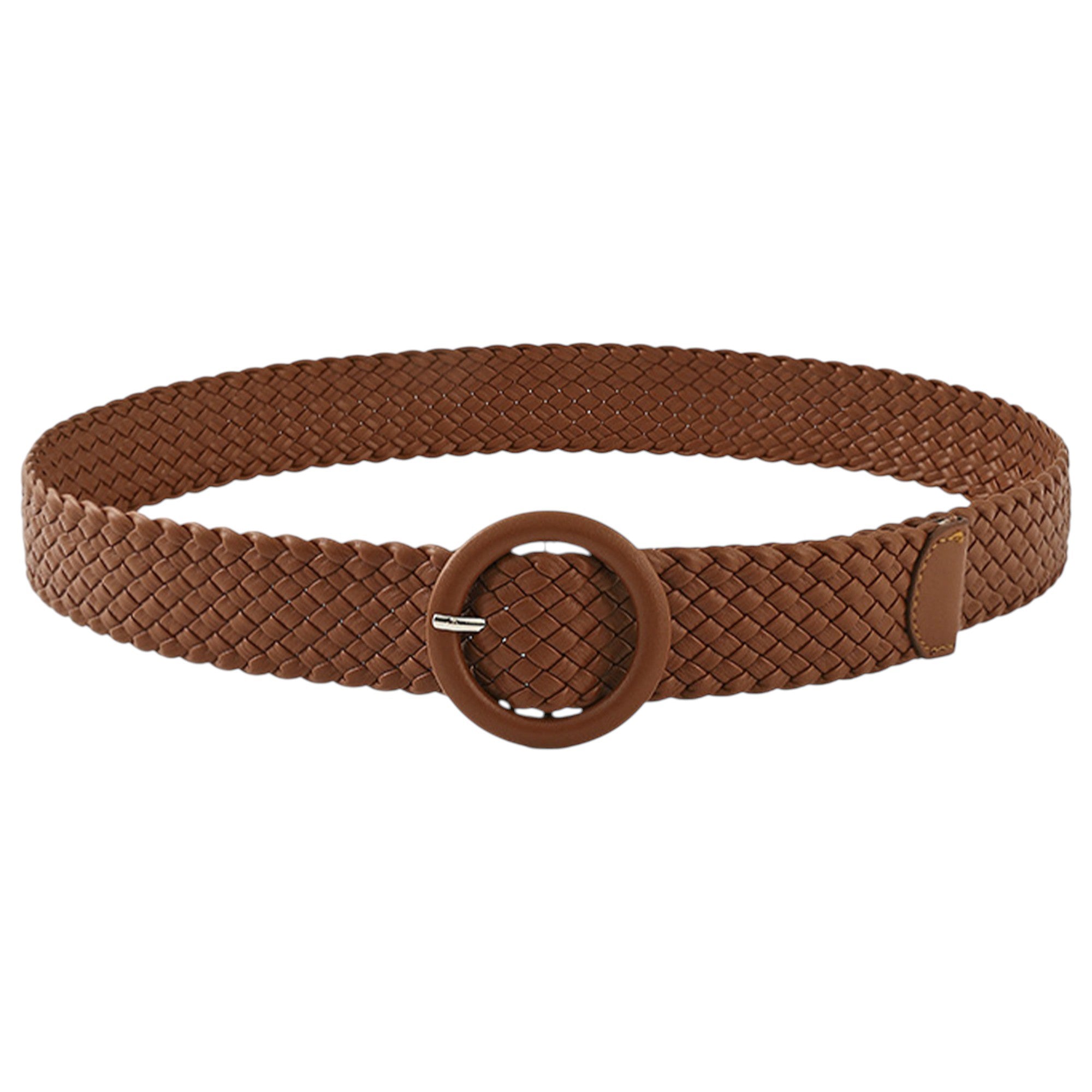 Anna-Kaci Sleek Woven Women's Belt with Plastic Buckle