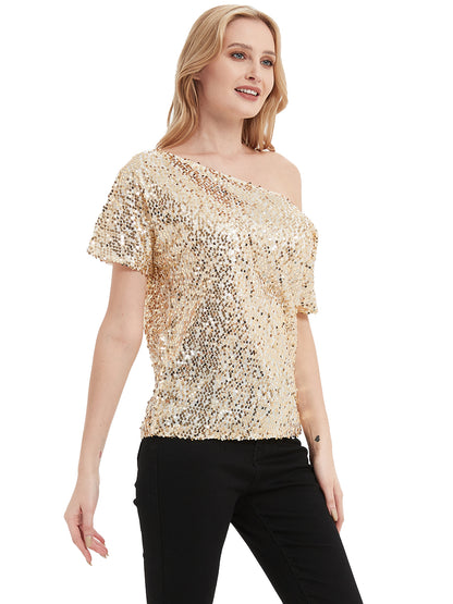 One Shoulder Sequin Top