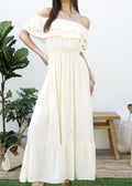 Vestido largo elástico con volantes de estilo griego