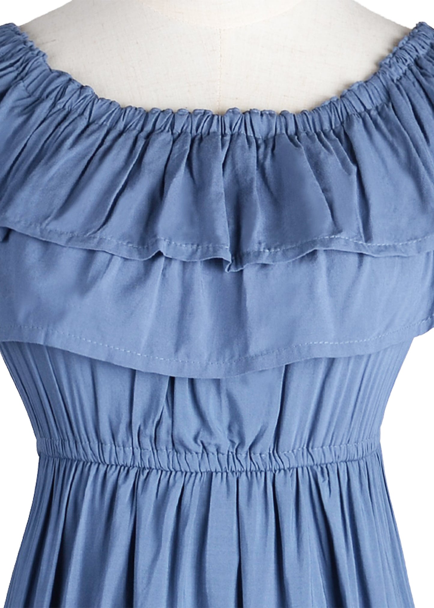Grecian Ruffle Stretch Maxi Long Dress