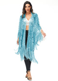 Anna-Kaci Womens Oversize Hand Beaded Fringed Sequin Evening Shawl Wrap