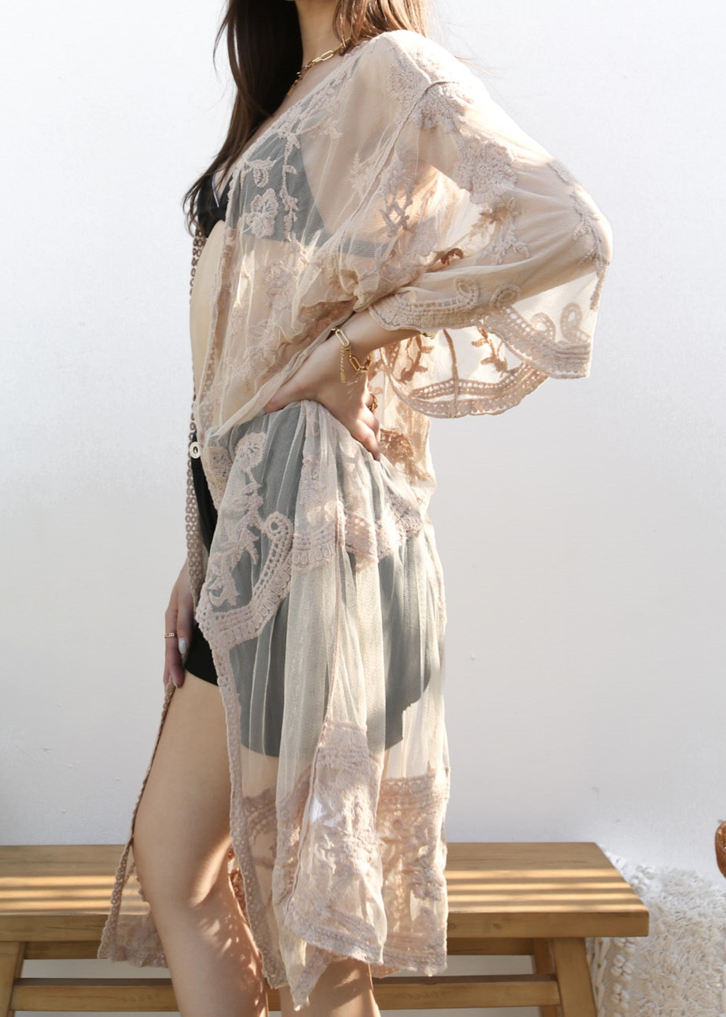 knee length dresses for ladies Eshita Silky Kimono Set Black, XL-XXL main image 1