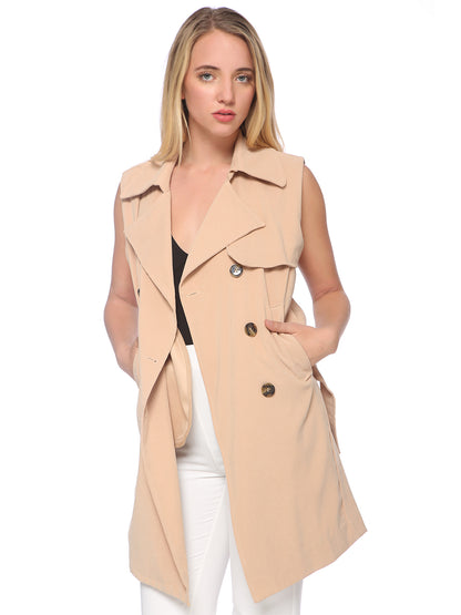 Chaqueta tipo gabardina cruzada con frente abierto