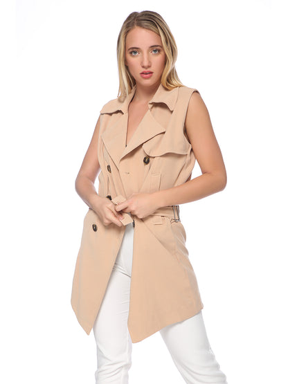 Chaqueta tipo gabardina cruzada con frente abierto