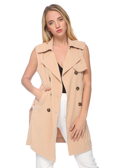 Chaqueta tipo gabardina cruzada con frente abierto