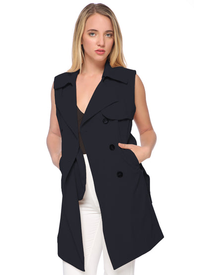Chaqueta tipo gabardina cruzada con frente abierto