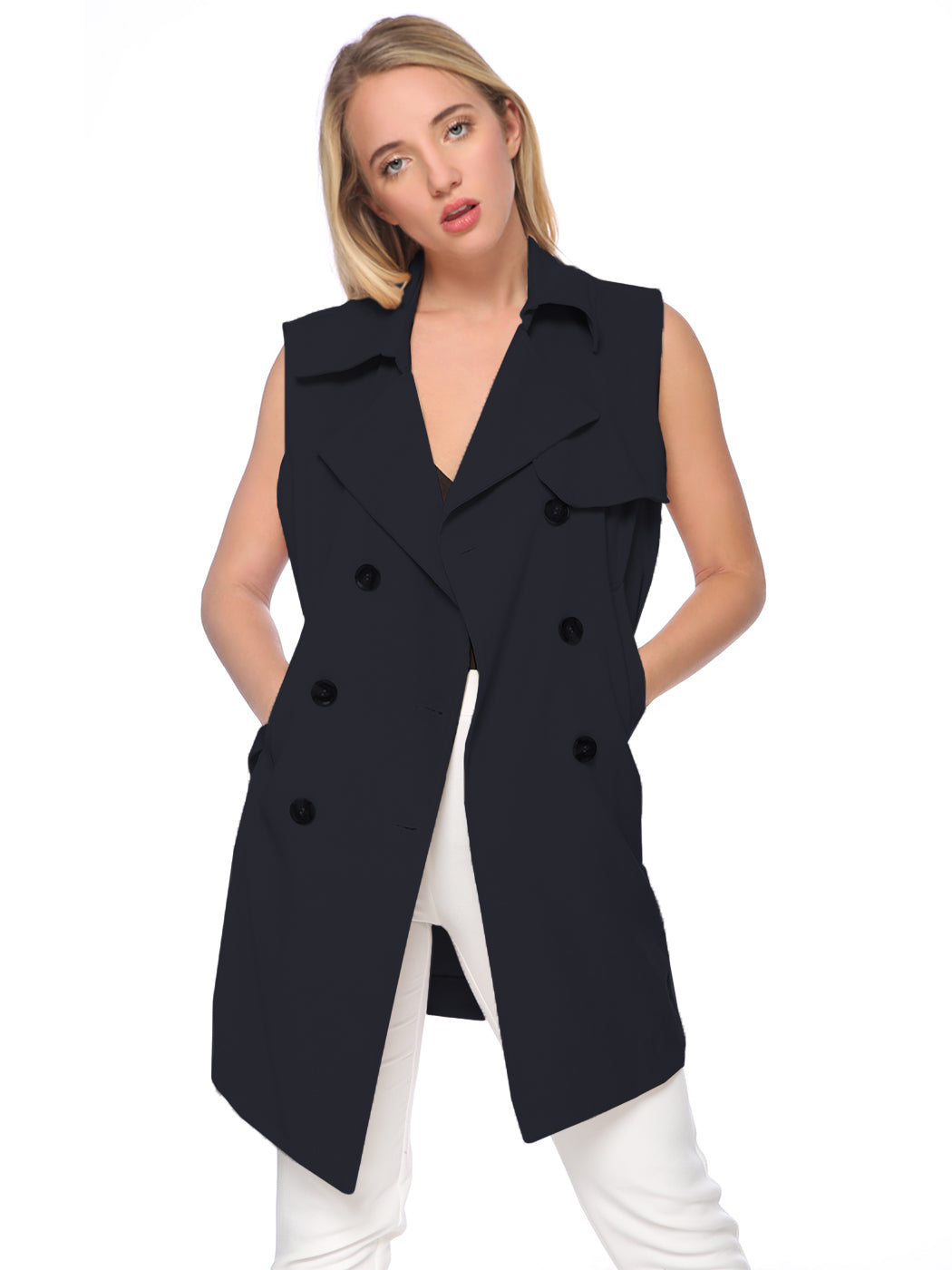 Chaqueta tipo gabardina cruzada con frente abierto