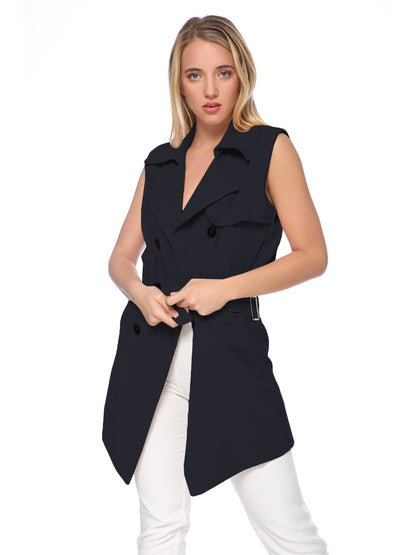Chaqueta tipo gabardina cruzada con frente abierto