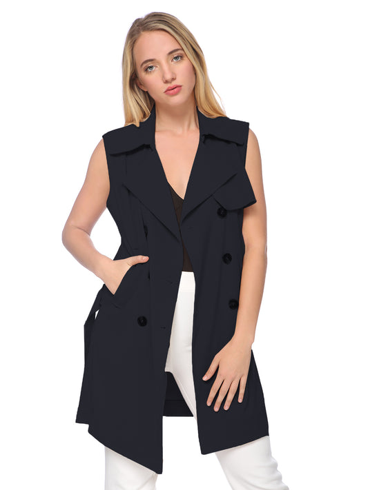 Chaqueta tipo gabardina cruzada con frente abierto